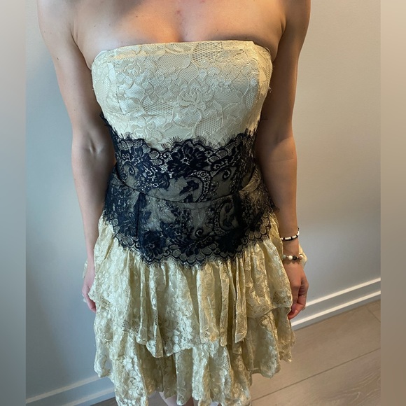 Vintage Jessica McClintock Strapless Lace Dress - Picture 1 of 4